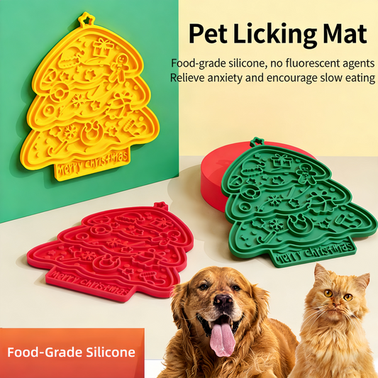 Christmas Tree Silicone Pet Lick Mat, Slow Feeding Mat for Dogs & Cats, Calming Pet Treat Mat, Multi-Color Options MSW22
