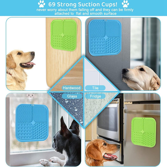 4-Compartment Silicone Pet Slow Feeding Mat, Non-Slip Suction Cup Lick Mat for Dogs & Cats, BPA-Free, Anti-Choke & Digestive Support, Divided Meal Compartments MSW31