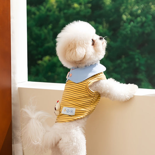 Minimalist Textured Knit Dog Tank Top, Slim Fit Cropped Pet Vest, Sizes XS–XXL for Small to Medium Dogs, Lightweight Breathable Pet Apparel CWFZ9